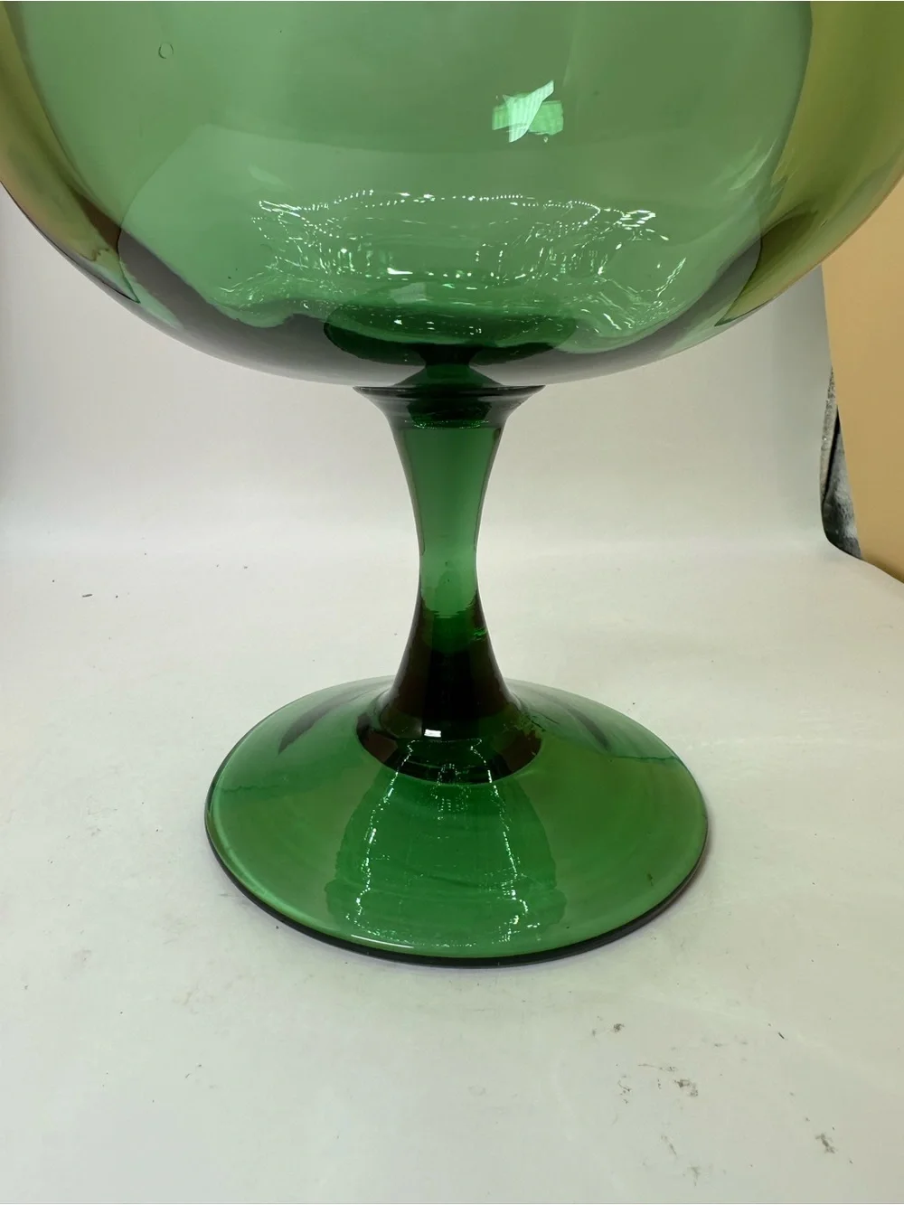 Vintage Green Empoli Optic Glass Brandy Snifter Vase